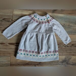 Carter's Baby Girl Long Sleeve Cotton Sweater Dress Gray Holiday 12 Months